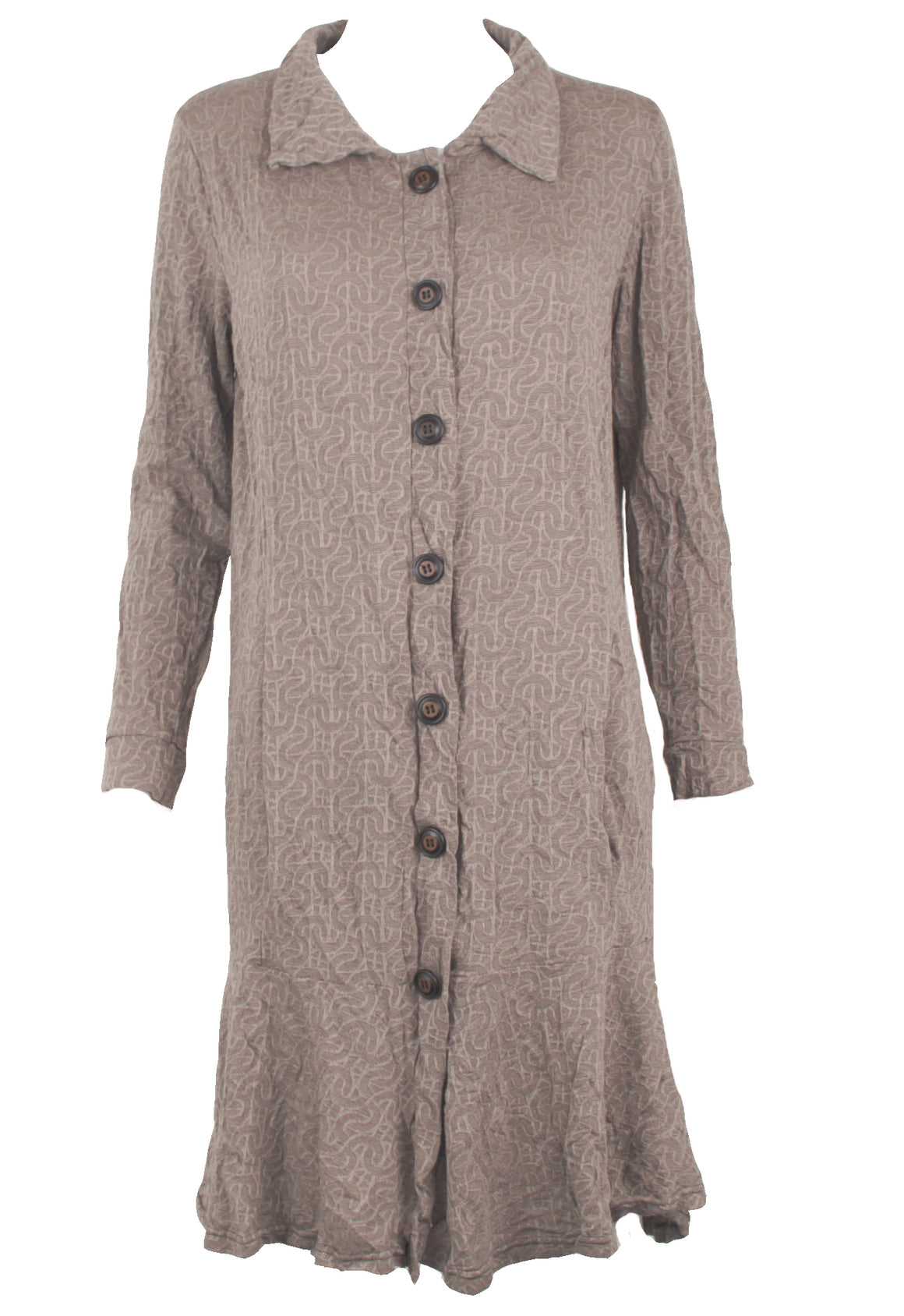 Wool peplum coat in maze jacquard