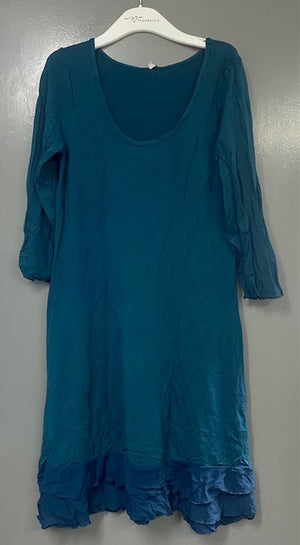 3/4 sleeve dress with mesh frill