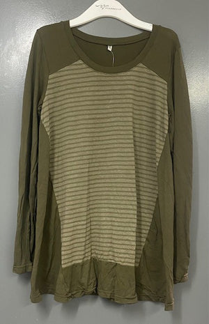 Nylon long sleeve top with cotton panel