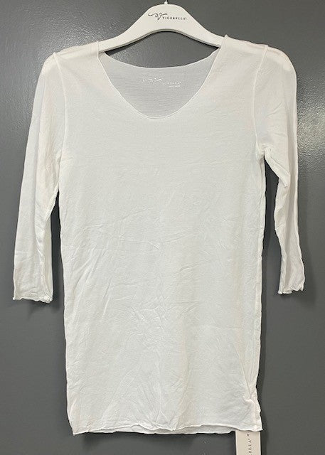 3/4 Sleeve cotton blend scoop neck top