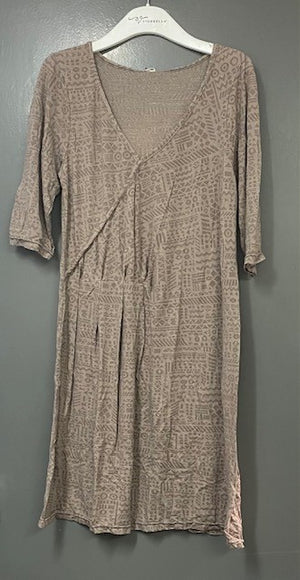 Aztec pleated front 3/4 sleeve dress