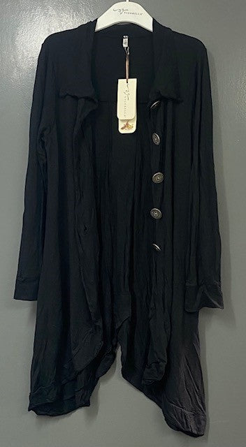 Curved hem button-up coat
