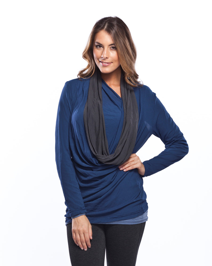 Mesh Draped top with Long Sleeve