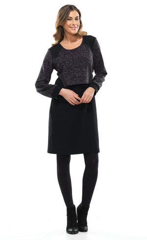Dress with boucle contrast panels