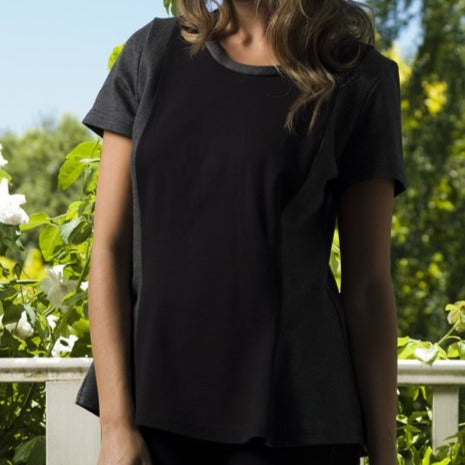 Ponte contrast panelled peplum top