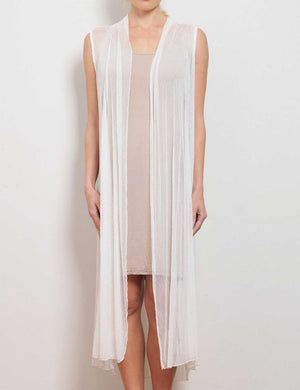 open mesh long vest in White