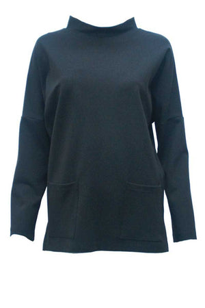 Jumper with stand neck long sleeves and pockets