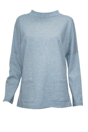 Light grey jumper with stand neck and pockets