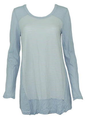 Nylon long sleeve top with cotton panel