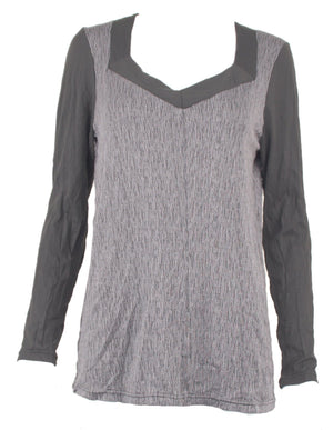 Slub square neck long sleeve top