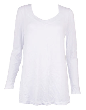 Slub square neck long sleeve top