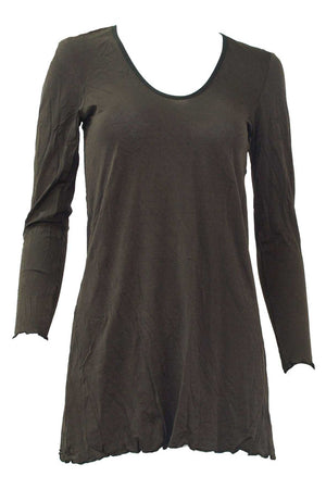 long sleeve A-line tunic in Brown