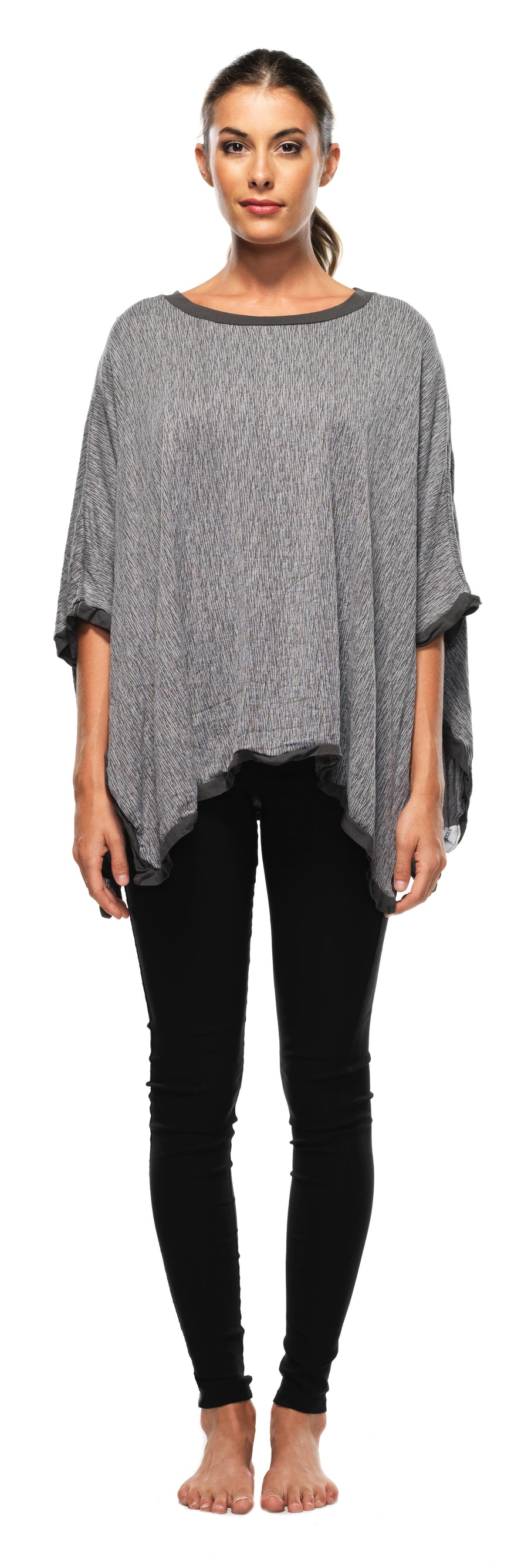 Cotton Slub poncho with nylon trim