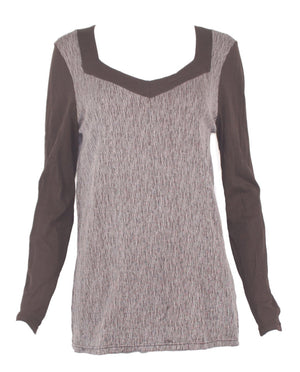 Slub square neck long sleeve top