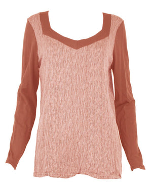 Slub square neck long sleeve top