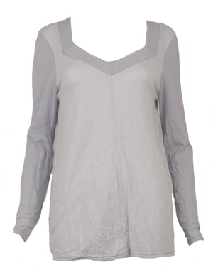 Slub square neck long sleeve top