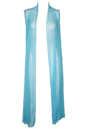 open mesh long vest in Aqua Blue