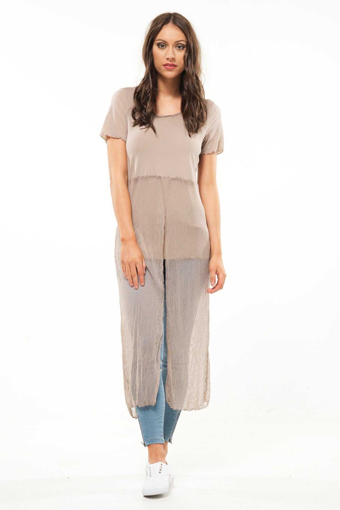 Open Mesh/Mesh Short Sleeve Maxi