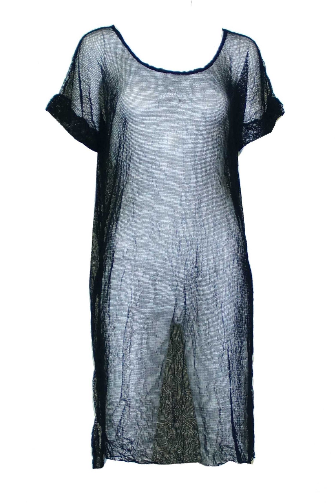 open mesh dress in Khaki with Open mesh long cardi in Black