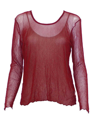 Basic Open Mesh top Long Sleeve Red