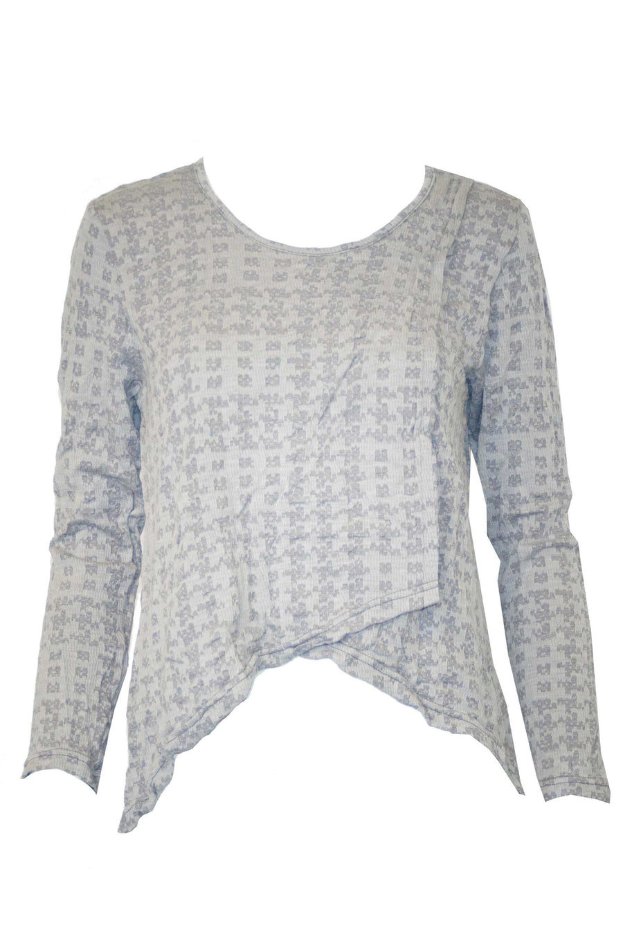 square cross over top in wool blend jacquard Black Marle